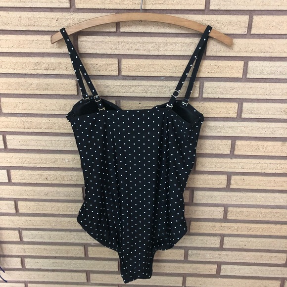 Black and White Polka Dot 50's Style Swimsuit - 8 - Picture 2 of 9